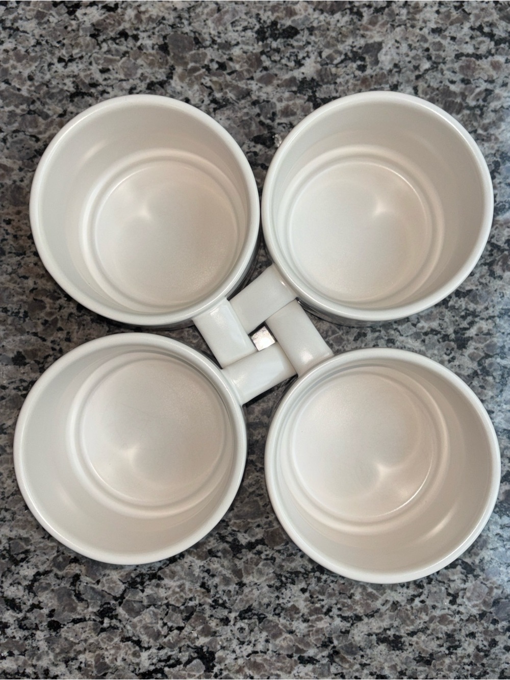 Rae Dunn Set of 4 White Ceramic Mugs - Stackable - Picture 2 of 4